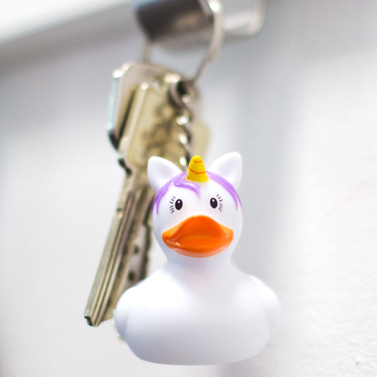 White Unicorn Keyring